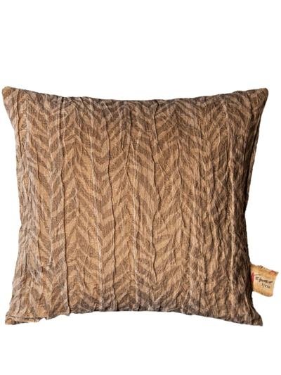 Shop The House Of Lyria Fleo Leaf-print Cushion In Brown