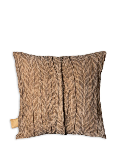 Shop The House Of Lyria Fleo Leaf-print Cushion In Brown