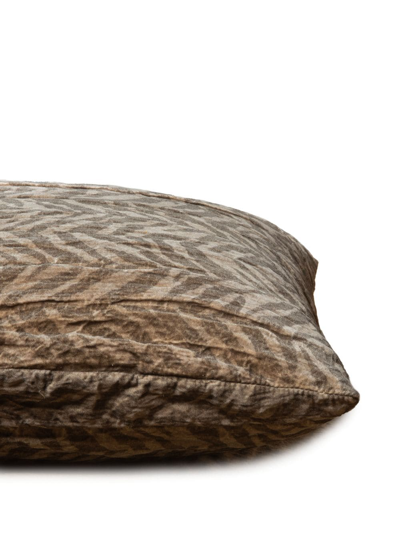 Shop The House Of Lyria Fleo Leaf-print Cushion In Brown