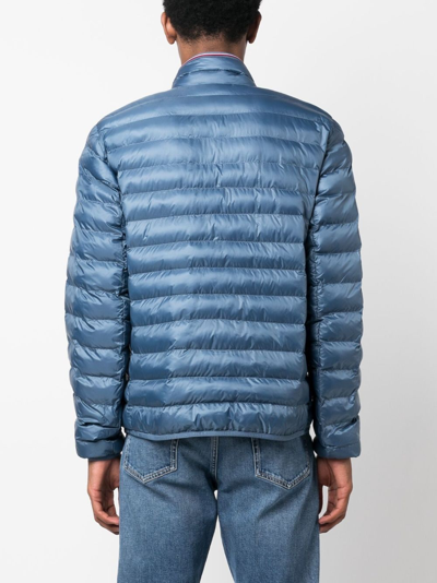 Shop Tommy Hilfiger Logo-patch Zipped Puffer Jacket In Blue