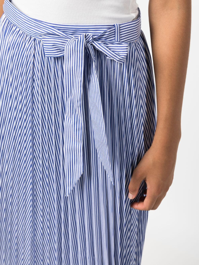 Shop Tommy Hilfiger Ithaka-stripe Pleated Midi Skirt In Blue