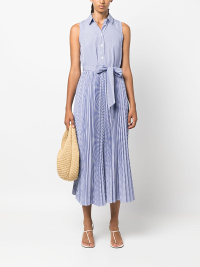 Tommy Hilfiger Pleated Chemisier Dress In Blue