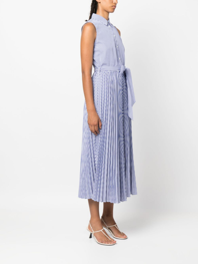 Tommy Hilfiger Pleated Chemisier Dress In Blue