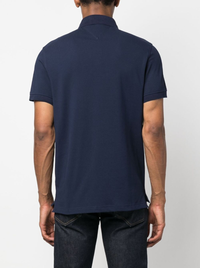 Shop Tommy Hilfiger Logo-patch Piqué Polo Shirt In Blue