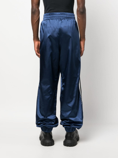 Shop Balmain Drawstring Panelled Track Pants In Blue