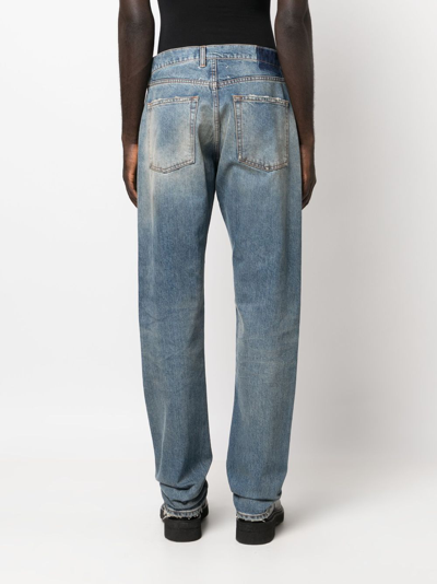 Shop Maison Margiela Distressed Straight-leg Jeans In Blue