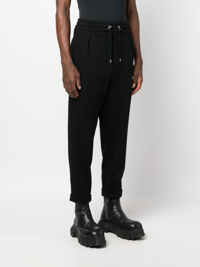 Shop Balmain Drawstring Tapered Track Pants In Black