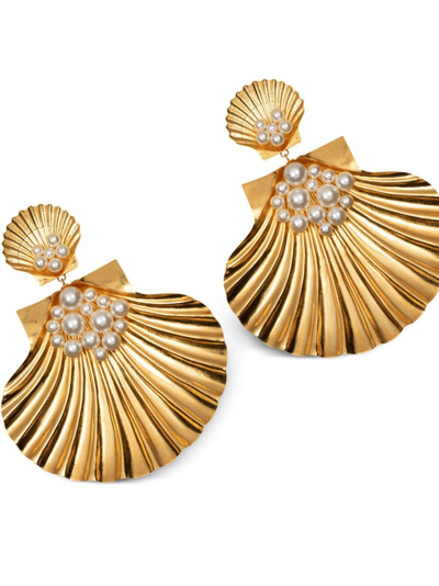 Shop Jennifer Behr Atargatis Pearl-detail Earrings In Gold