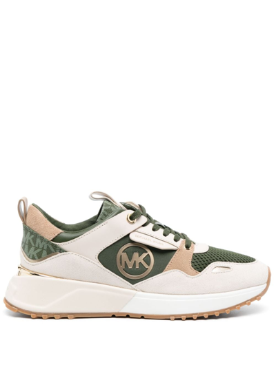 Shop Michael Kors Allie Stride Mixed-media Sneakers In Green