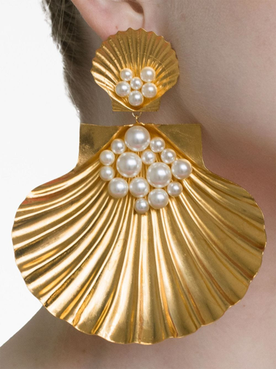 Shop Jennifer Behr Atargatis Pearl-detail Earrings In Gold