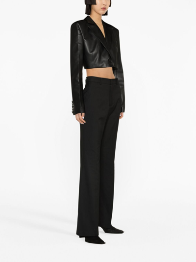 Shop We11 Done Flared Stretch-cotton Trousers In Black