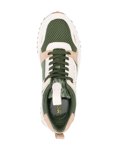 Shop Michael Kors Allie Stride Mixed-media Sneakers In Green