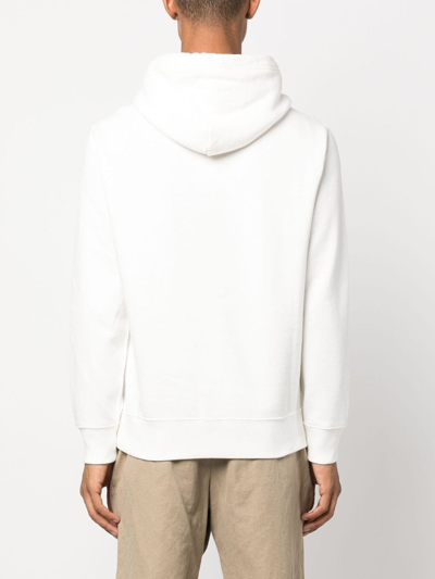 Shop Polo Ralph Lauren Logo-patch Cotton-blend Hoodie In White