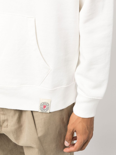 Shop Polo Ralph Lauren Logo-patch Cotton-blend Hoodie In White