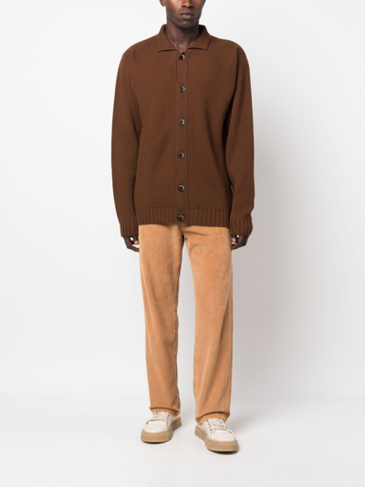 Shop Barena Venezia Buttoned-up Wool Cardigan In Brown