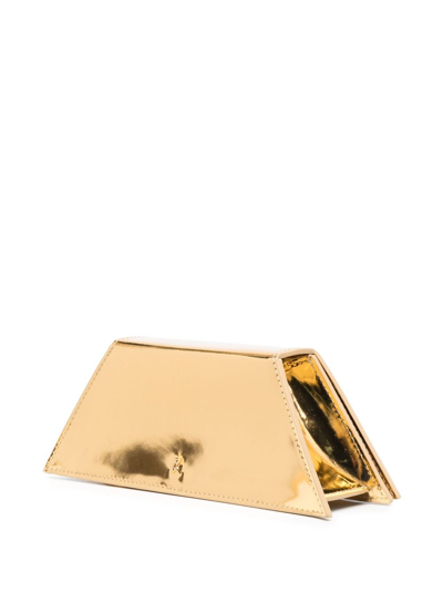 Shop Amina Muaddi Superamini Yigit Mirrored-effect Clutch In Gold
