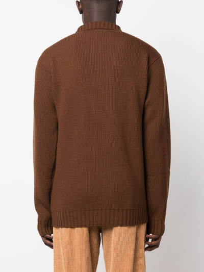 Shop Barena Venezia Buttoned-up Wool Cardigan In Brown