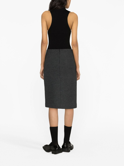 Shop We11 Done Wool-blend Pencil Skirt In Grey