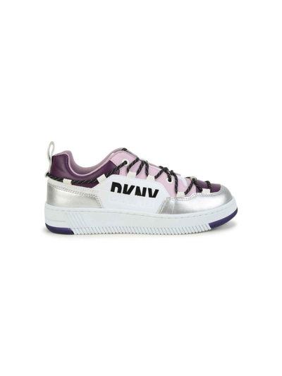 Shop Dkny Panelled Lace-up Sneakers In White