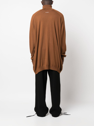 Shop Société Anonyme Roll-neck Longline Wool Jumper In Brown