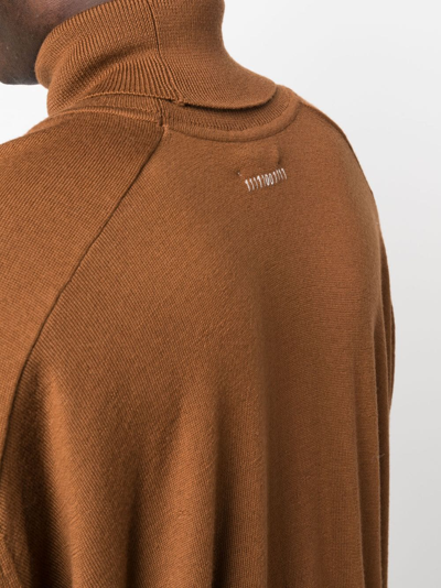 Shop Société Anonyme Roll-neck Longline Wool Jumper In Brown