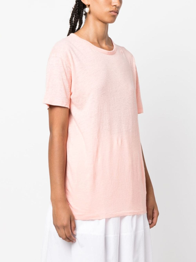 Shop Polo Ralph Lauren Mélange Linen T-shirt In Pink