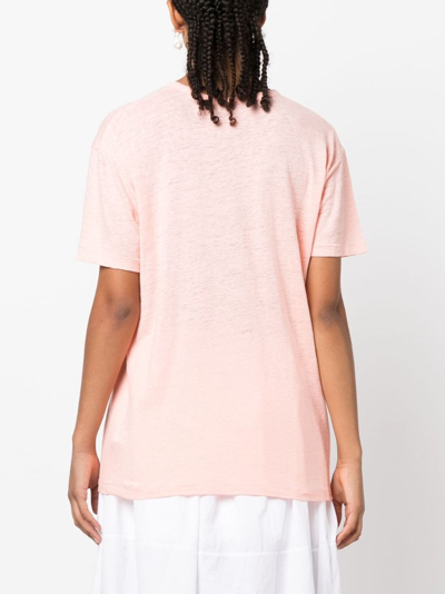 Shop Polo Ralph Lauren Mélange Linen T-shirt In Pink