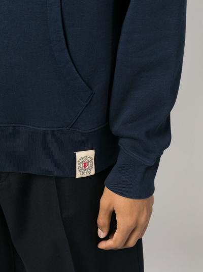 Shop Polo Ralph Lauren Logo-patch Cotton-blend Hoodie In Blue