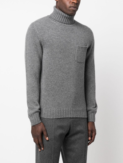 Shop Fedeli Roll-neck Wool-blend Jumper In Grey