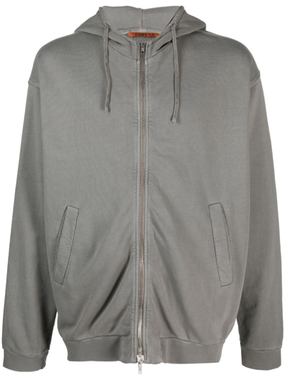 Shop Barena Venezia Zip-up Cotton Hoodie In Grey