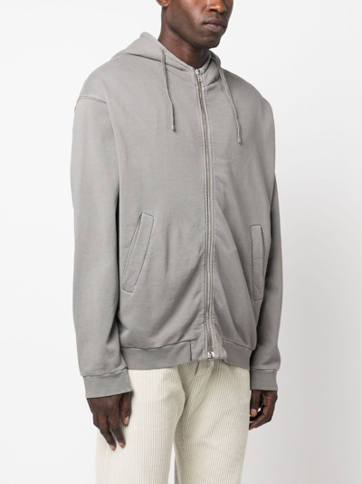 Shop Barena Venezia Zip-up Cotton Hoodie In Grey