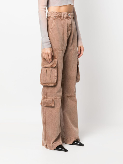 Shop Msgm Cargo-pocket Straight-leg Jeans In Brown