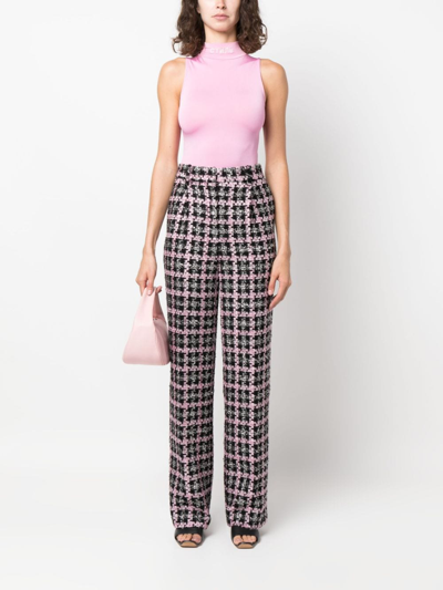 Msgm High-waisted Tweed Trousers In Black