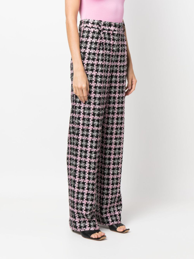 Msgm High-waisted Tweed Trousers In Black