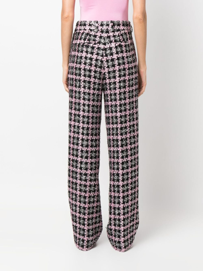 Msgm High-waisted Tweed Trousers In Black