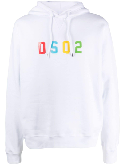 Shop Dsquared2 Logo-print Cotton Hoodie In White