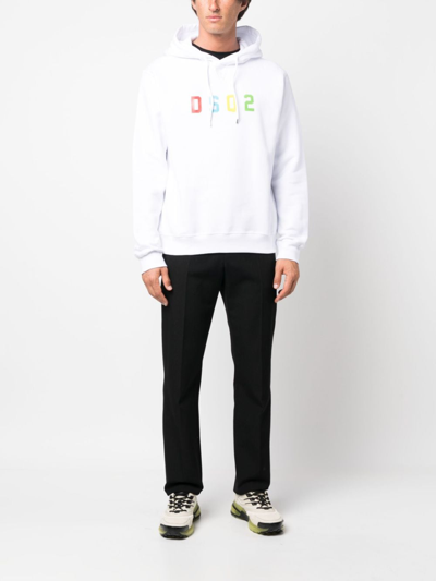 Shop Dsquared2 Logo-print Cotton Hoodie In White