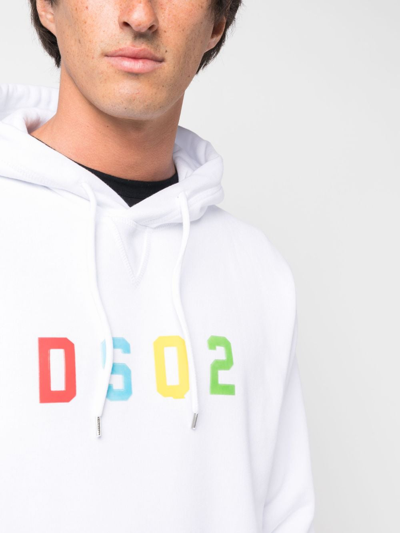 Shop Dsquared2 Logo-print Cotton Hoodie In White