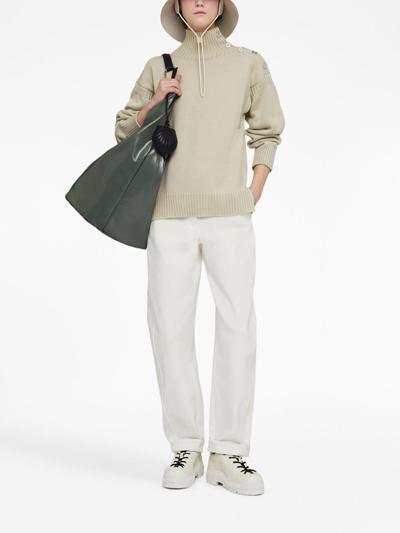 Shop Jil Sander High-waisted Wide-leg Jeans In White