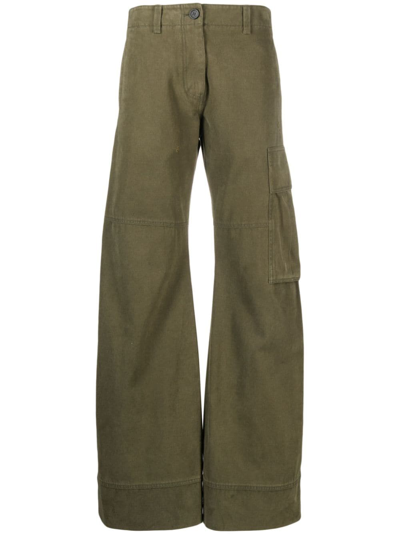Shop We11 Done Wide-leg Cargo Trousers In Green