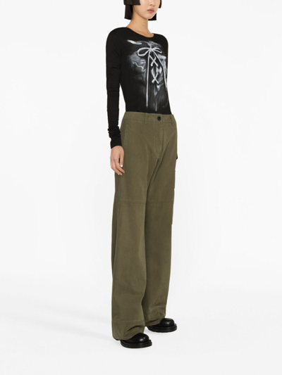 Shop We11 Done Wide-leg Cargo Trousers In Green
