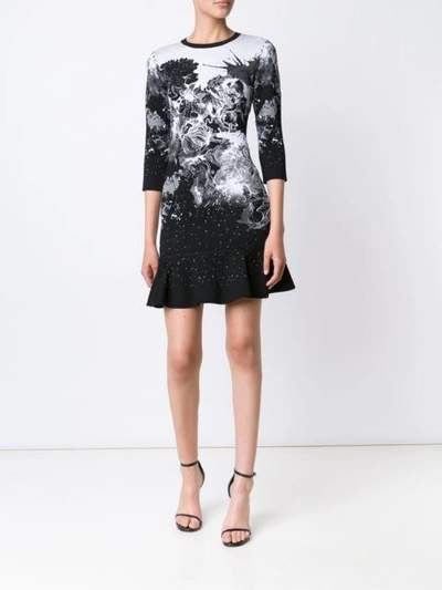 Shop Roberto Cavalli Knitted Printed Mini Dress In Black
