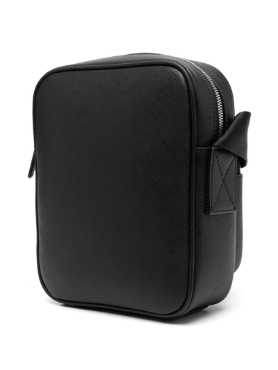 Emporio Armani Logo-plaque Leather Messenger Bag In Black