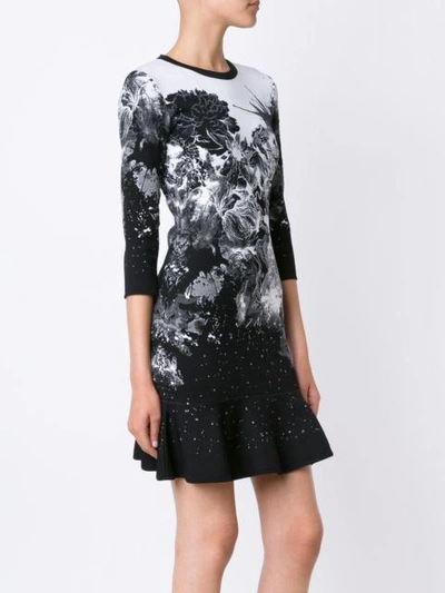 Shop Roberto Cavalli Knitted Printed Mini Dress In Black