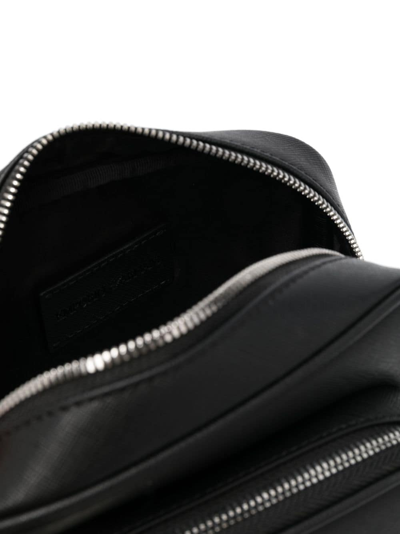 Emporio Armani Logo-plaque Leather Messenger Bag In Black