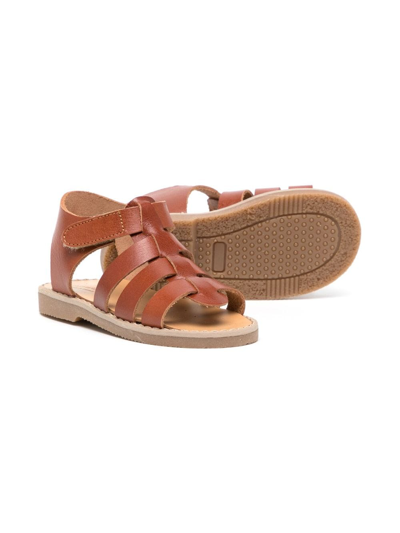 Shop Babywalker Leather Gladiator Sandals In Brown