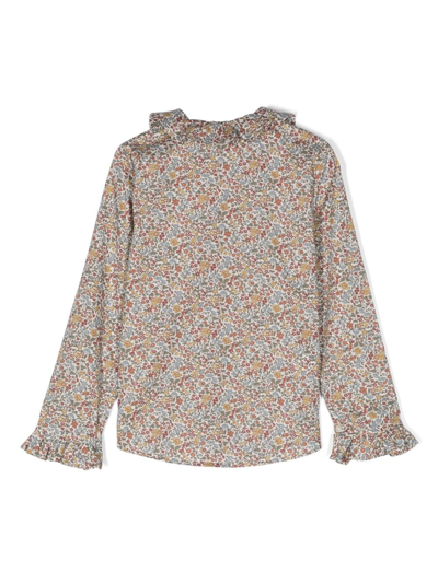 Shop Il Gufo Floral-print Cotton Blouse In Neutrals