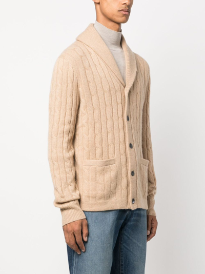 Shop Polo Ralph Lauren Cable-knit Cashmere Cardigan In Brown