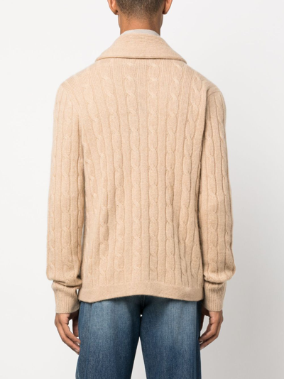 Shop Polo Ralph Lauren Cable-knit Cashmere Cardigan In Brown