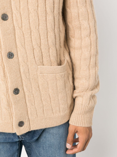 Shop Polo Ralph Lauren Cable-knit Cashmere Cardigan In Brown